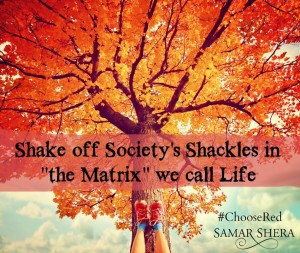 Shake off Society's shackles in 'the Matrix' we call life Samar Shera Choose Red